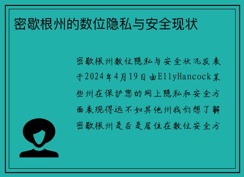 密歇根州的数位隐私与安全现状